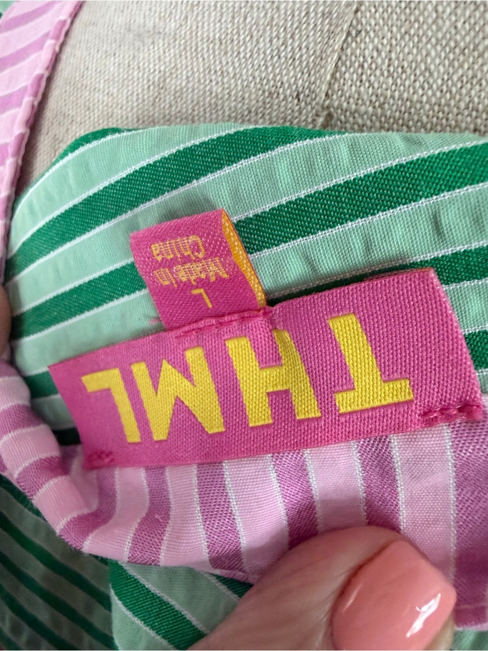 THML Pink & Orange Patchwork Tunic with Green Trim - Picture 5 of 6